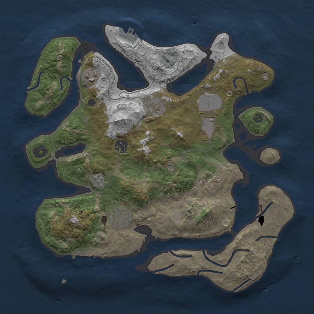 Rust Map: Procedural Map, Size: 3500, Seed: 792328389, 15 Monuments
