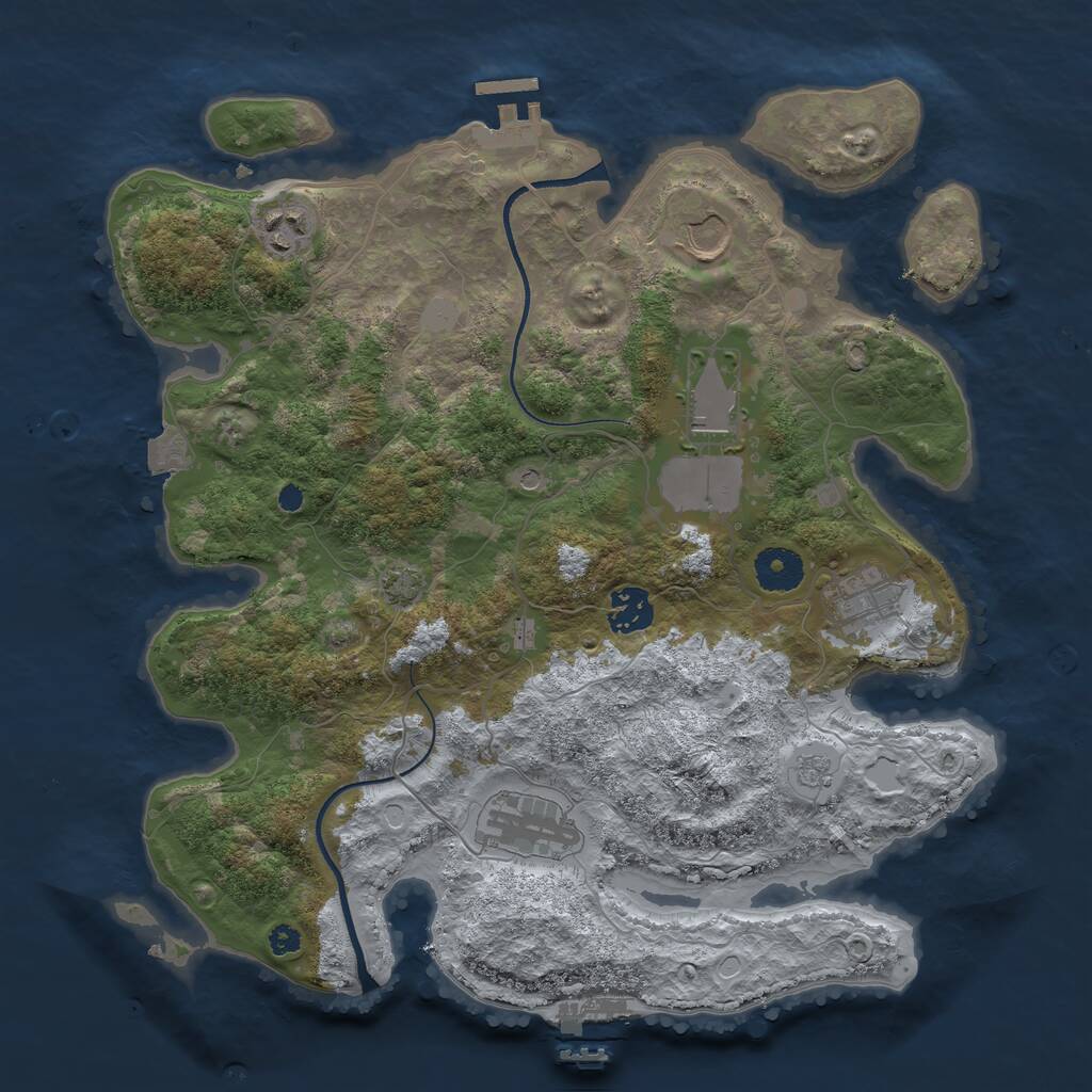 Rust Map: Procedural Map, Size: 3500, Seed: 1219777788, 12 Monuments