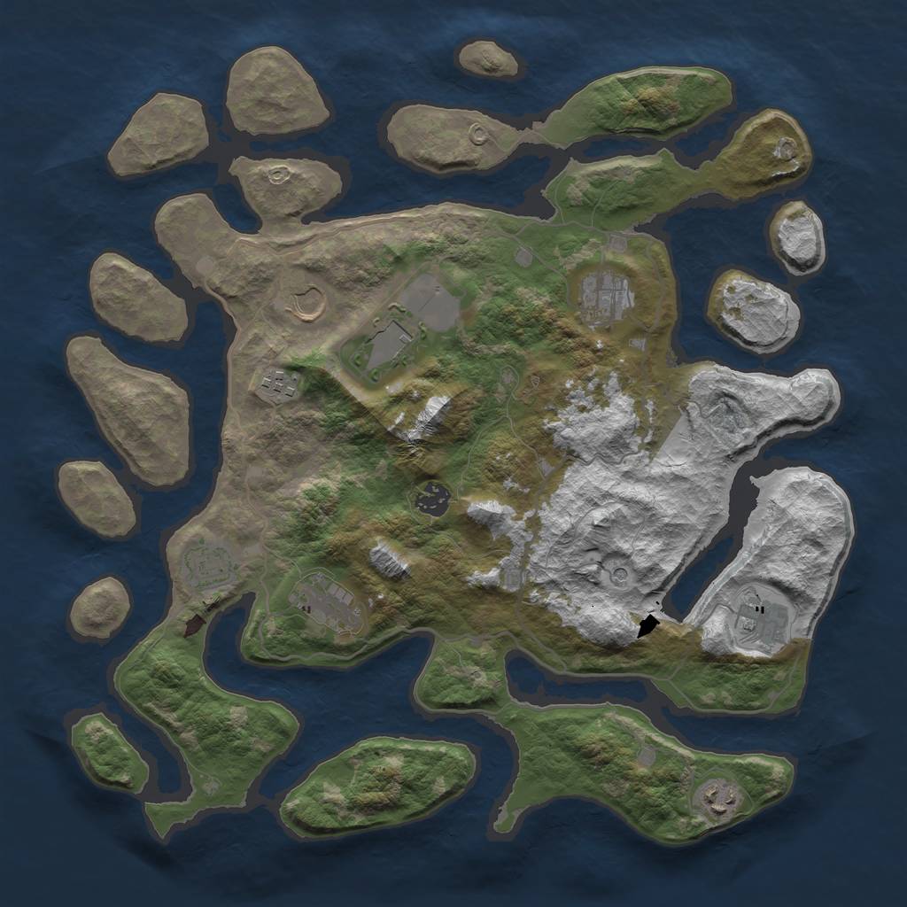 Rust Map: Barren, Size: 4000, Seed: 1679853017, 12 Monuments