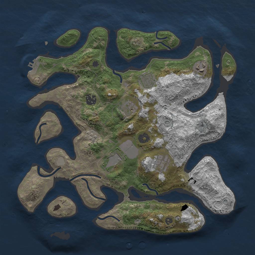 Rust Map: Procedural Map, Size: 3500, Seed: 293713, 14 Monuments