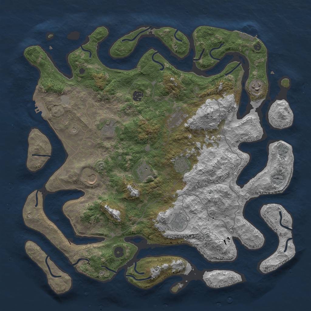 Rust Map: Procedural Map, Size: 4500, Seed: 37233, 17 Monuments