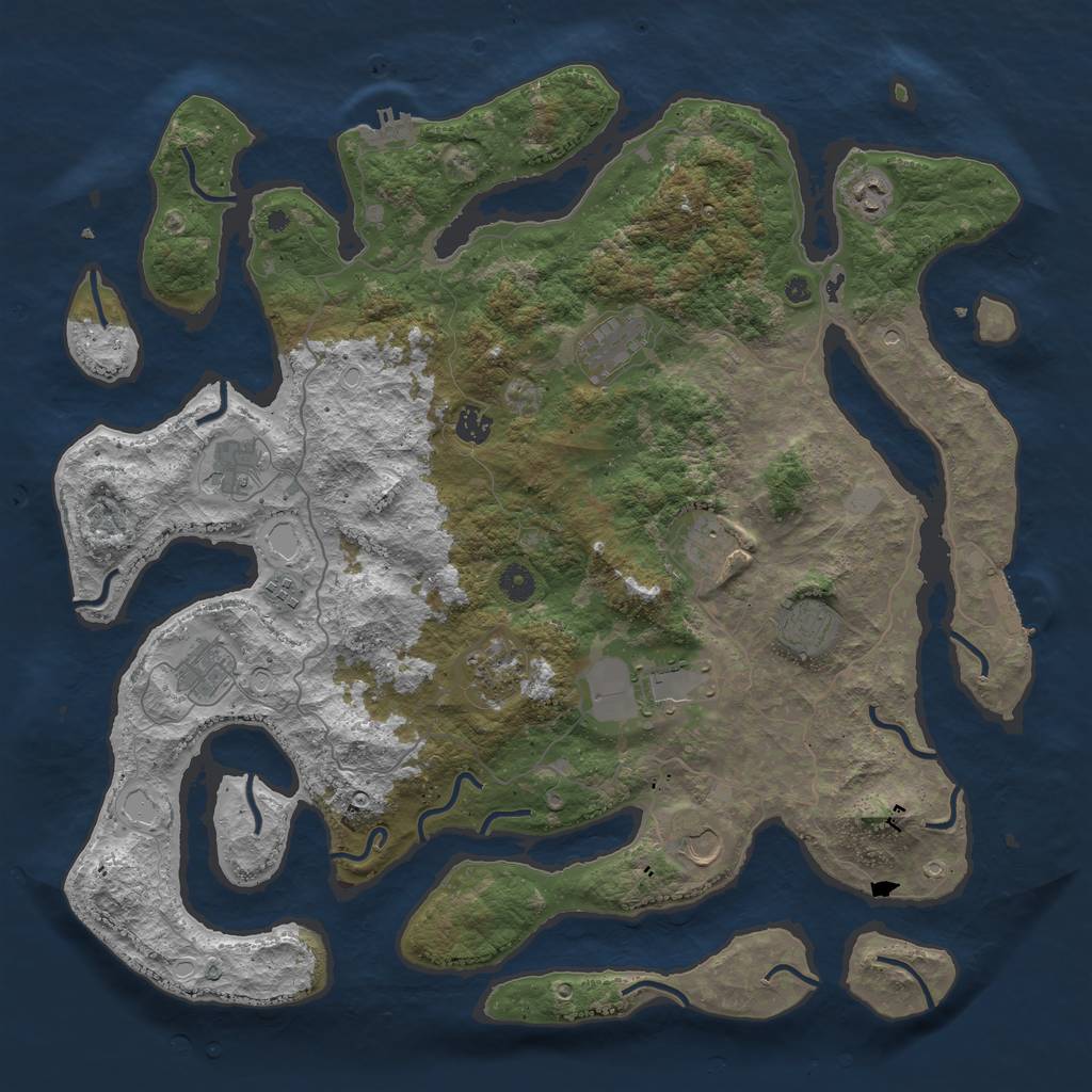 Rust Map: Procedural Map, Size: 4500, Seed: 351726002, 19 Monuments