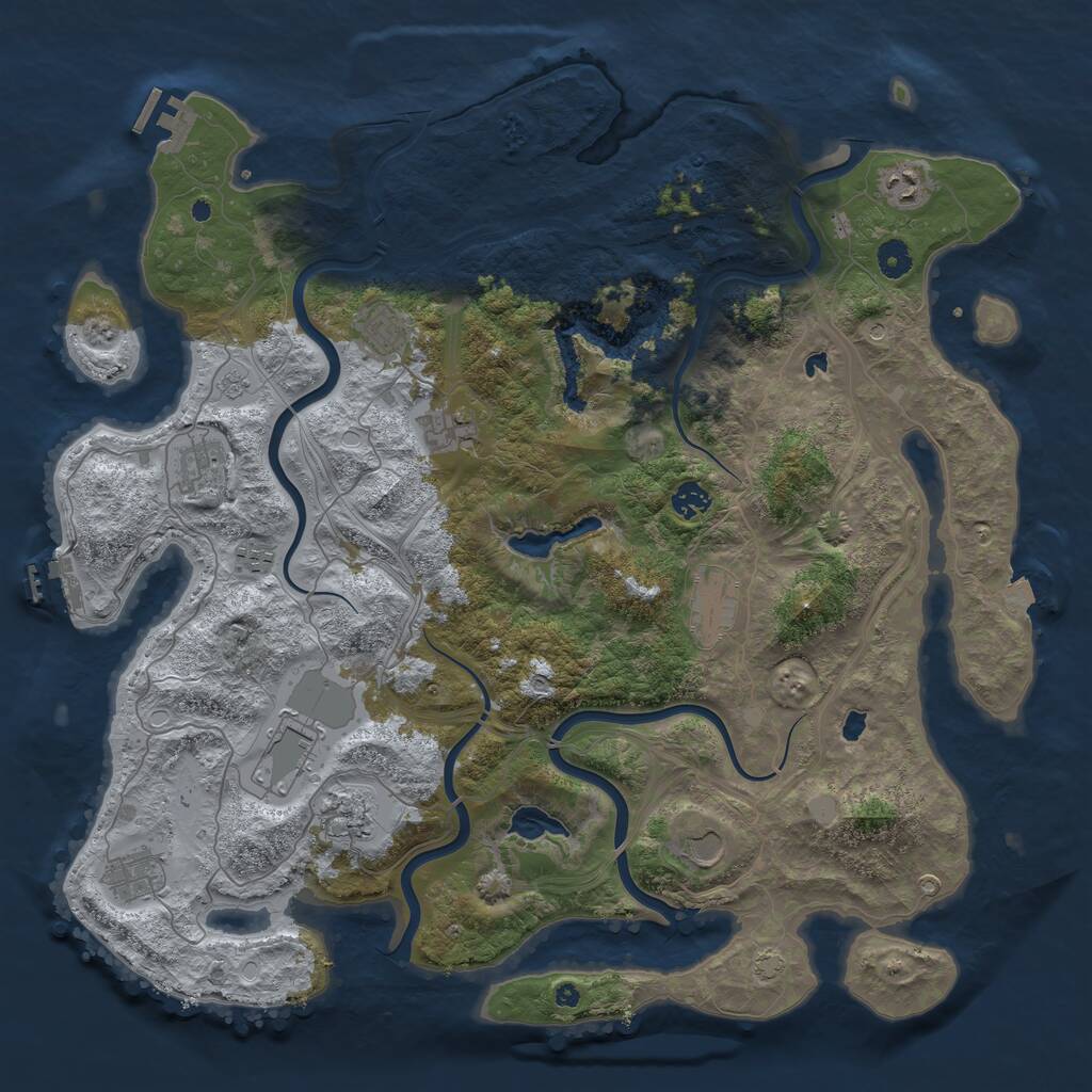 Rust Map: Procedural Map, Size: 4500, Seed: 351726002, 17 Monuments