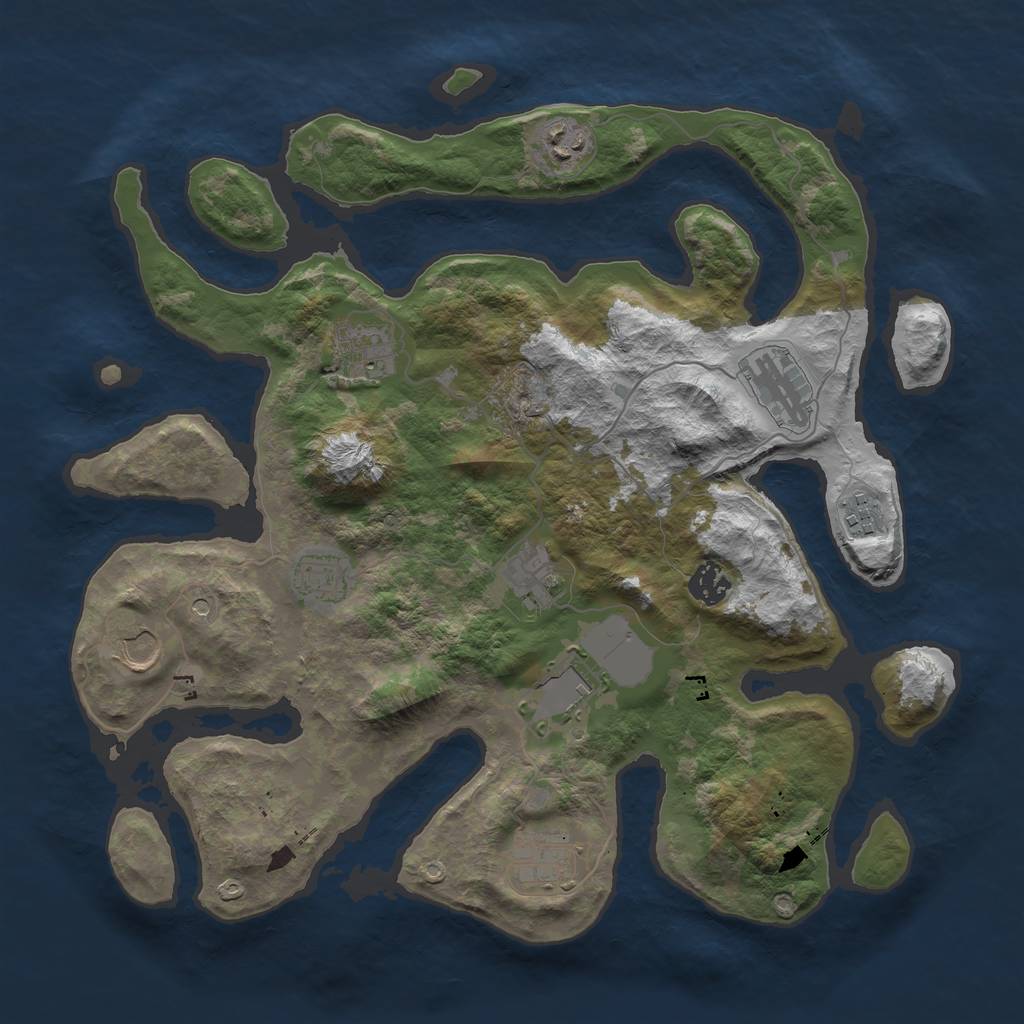 Rust Map: Barren, Size: 3750, Seed: 1668346075, 13 Monuments