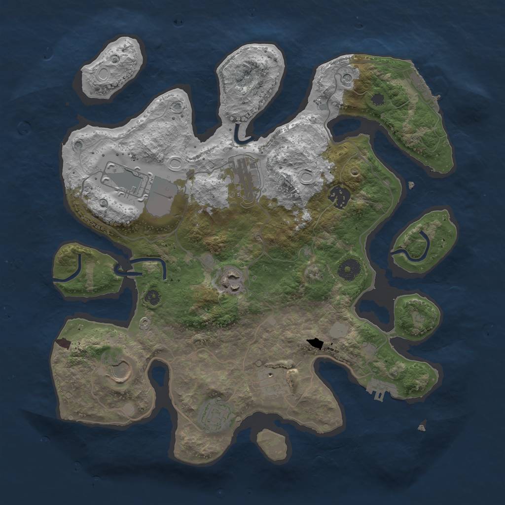 Rust Map: Procedural Map, Size: 3500, Seed: 3045845, 15 Monuments