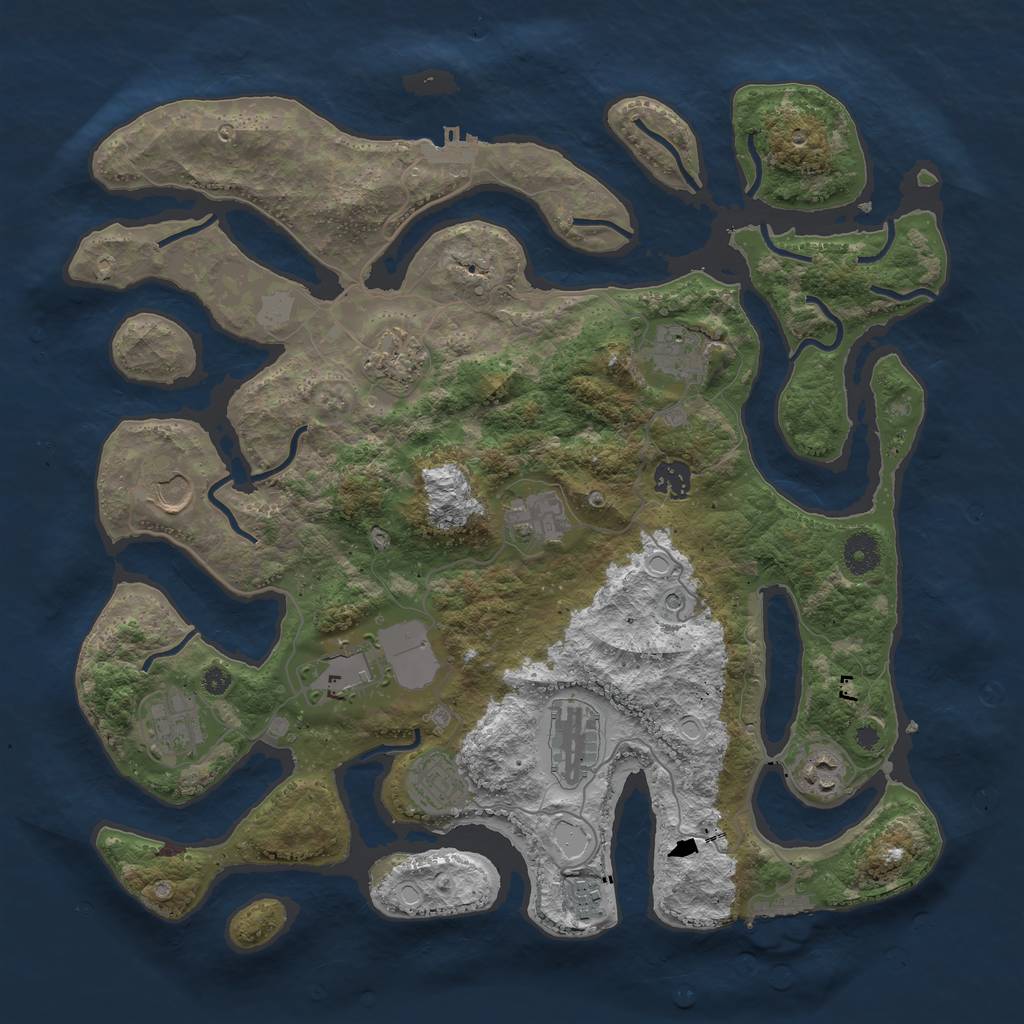 Rust Map: Procedural Map, Size: 3955, Seed: 5000001, 19 Monuments
