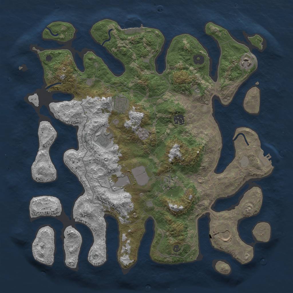 Rust Map: Procedural Map, Size: 4000, Seed: 44375, 16 Monuments