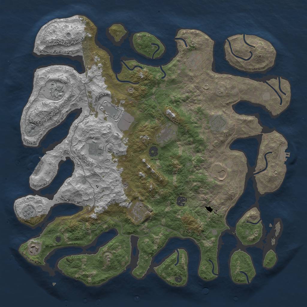 Rust Map: Procedural Map, Size: 4500, Seed: 1955707541, 19 Monuments
