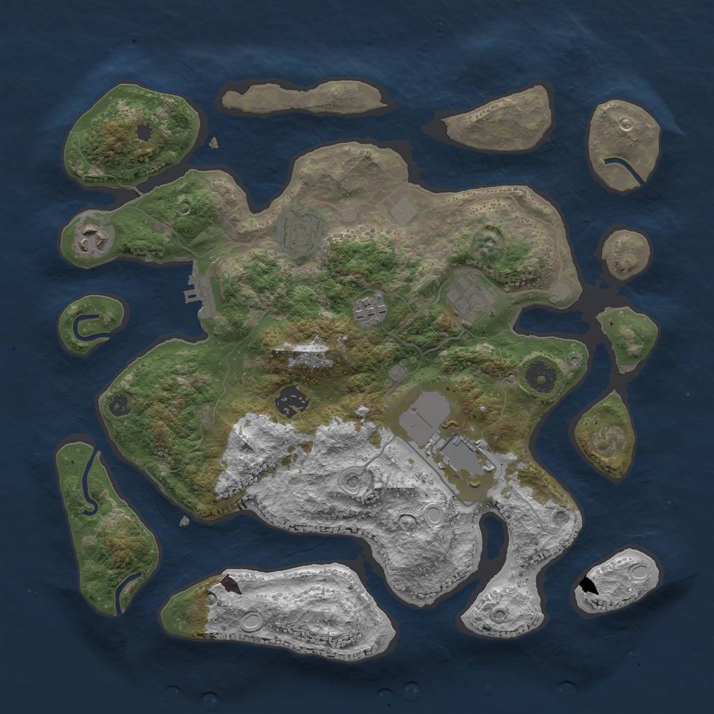 Rust Map: Procedural Map, Size: 3500, Seed: 257523631, 13 Monuments