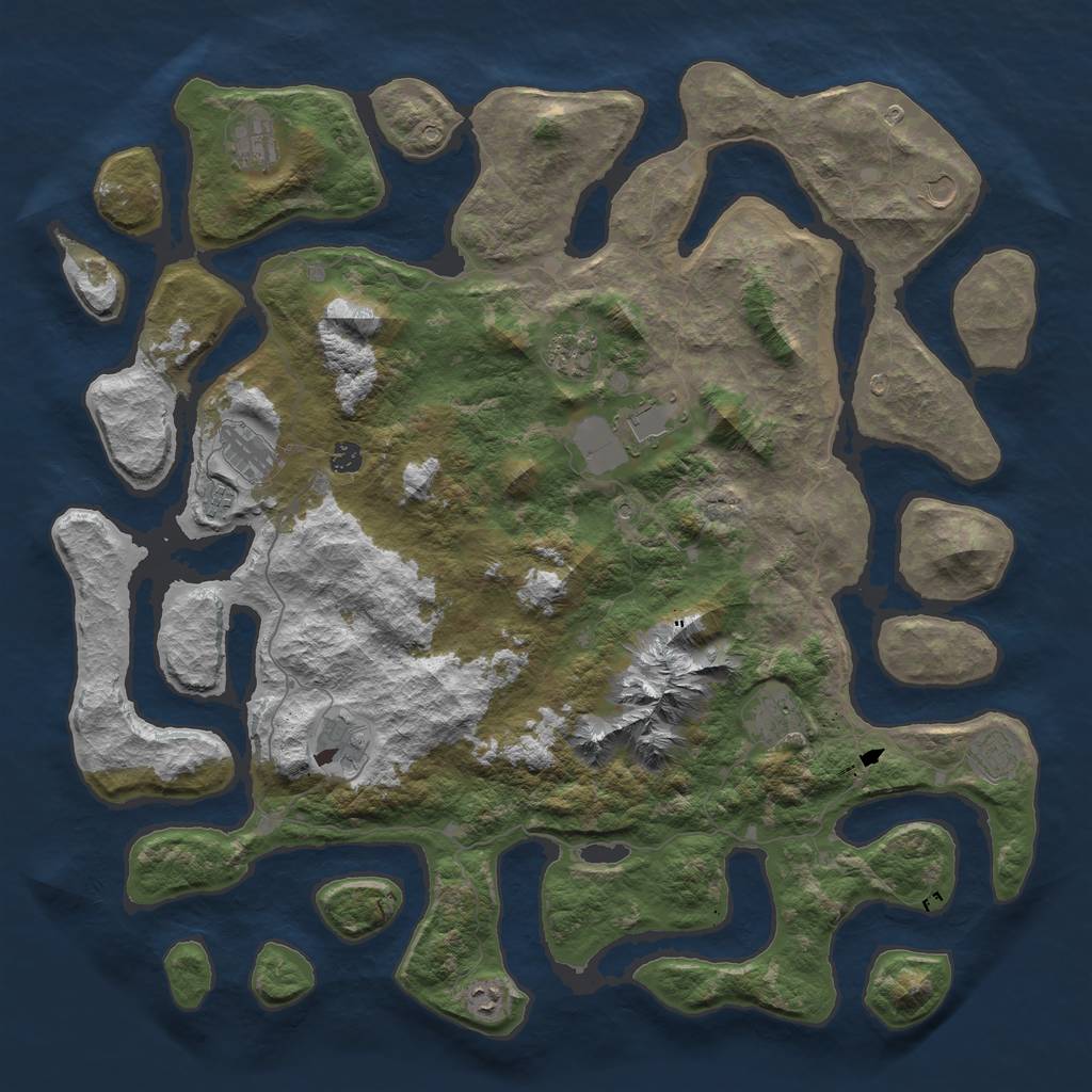 Rust Map: Barren, Size: 5000, Seed: 607608609, 14 Monuments