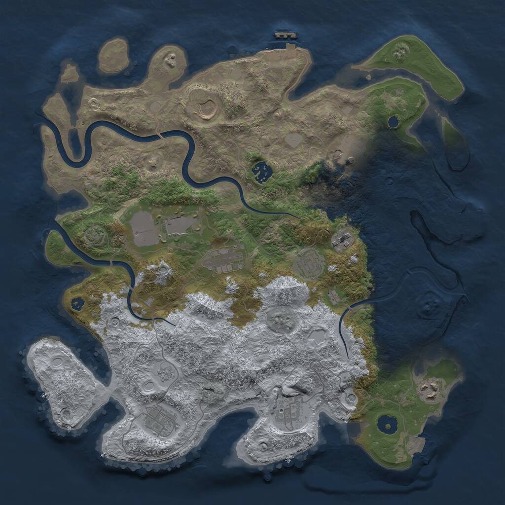 Rust Map: Procedural Map, Size: 3800, Seed: 540924628, 16 Monuments
