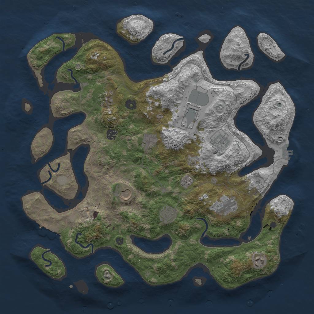 Rust Map: Procedural Map, Size: 4250, Seed: 587885042, 18 Monuments