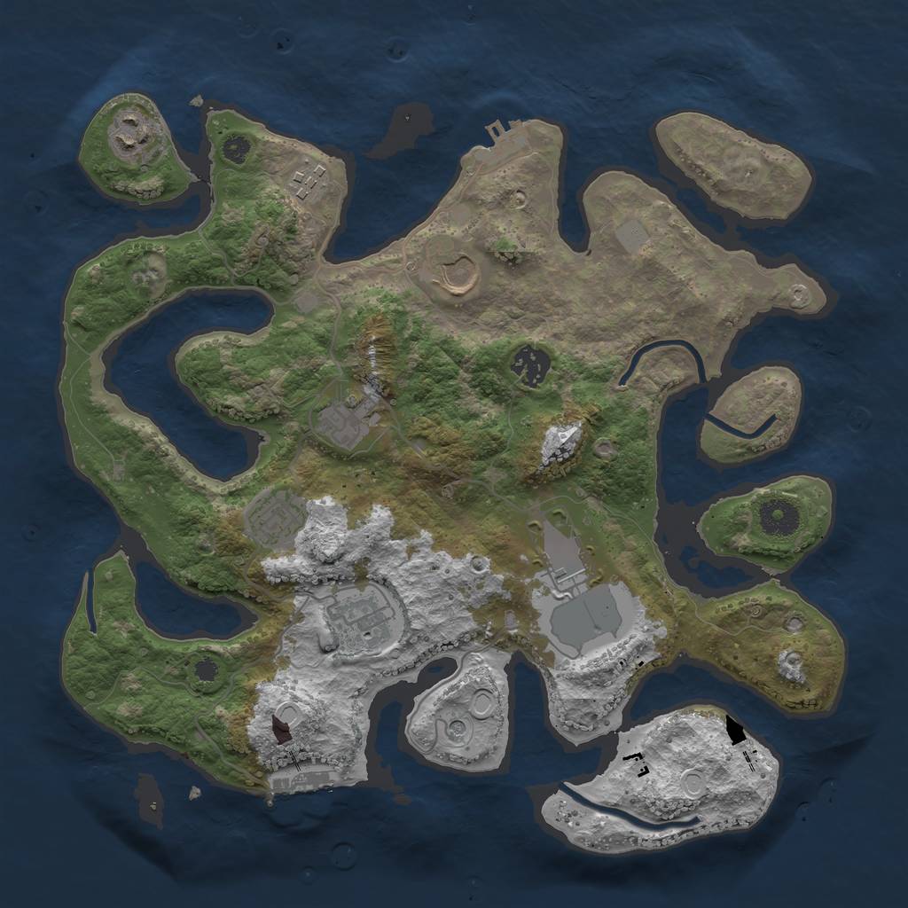 Rust Map: Procedural Map, Size: 3500, Seed: 13822, 16 Monuments