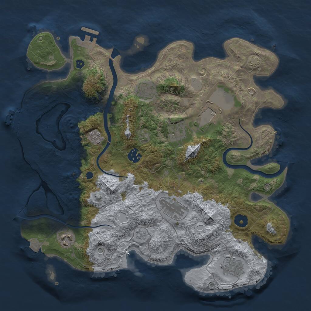 Rust Map: Procedural Map, Size: 3500, Seed: 13822, 14 Monuments