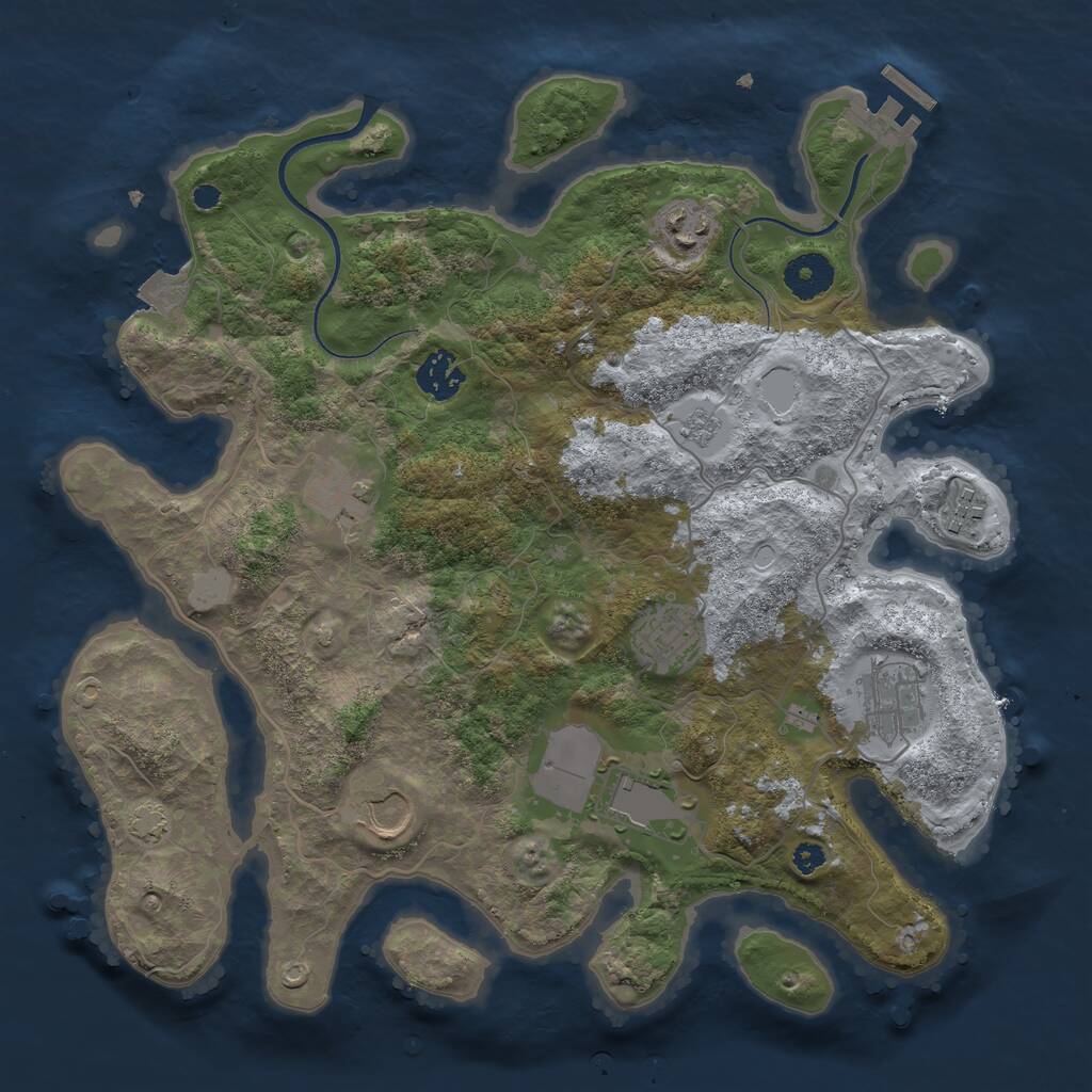 Rust Map: Procedural Map, Size: 3500, Seed: 11985647, 12 Monuments