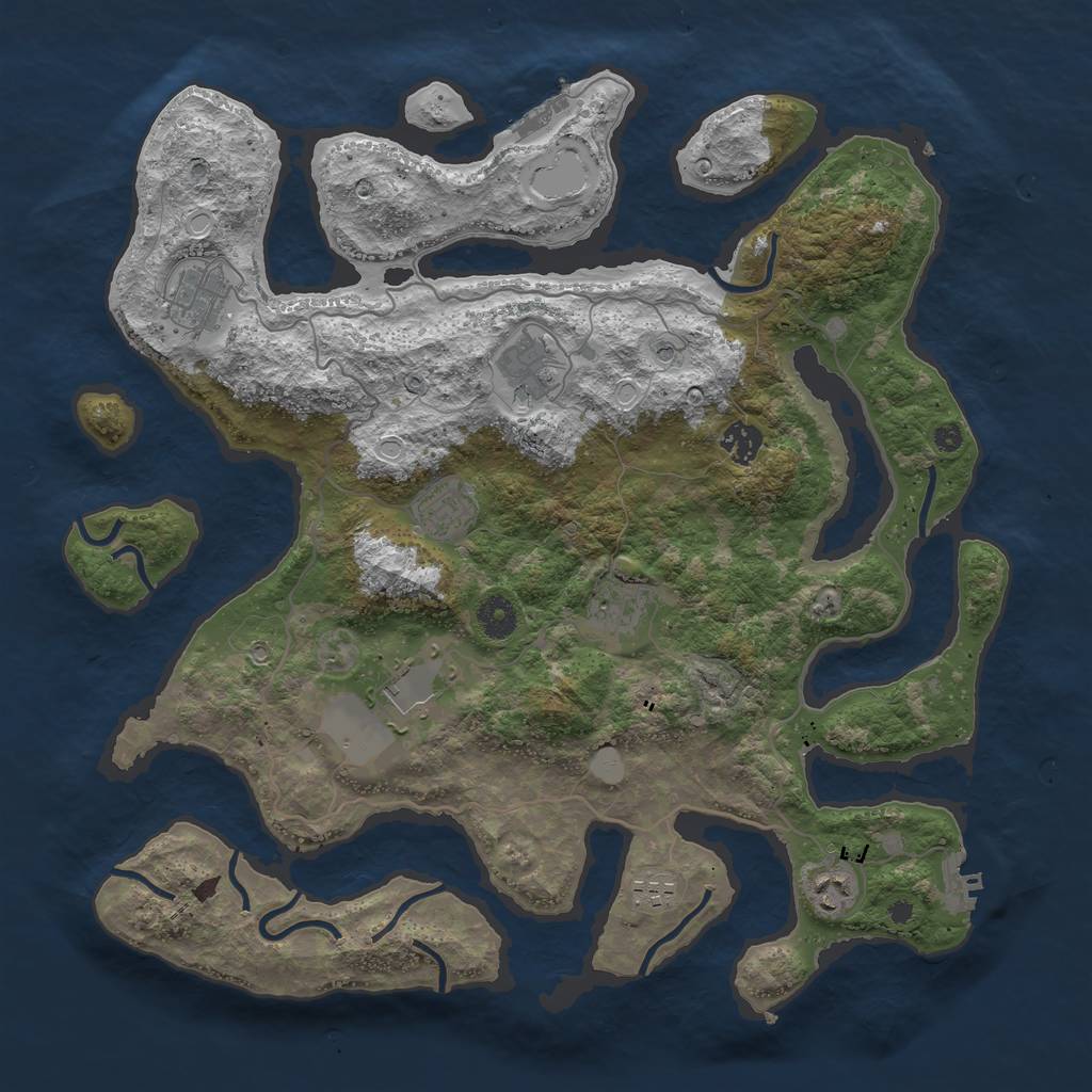 Rust Map: Procedural Map, Size: 4000, Seed: 84952673, 16 Monuments