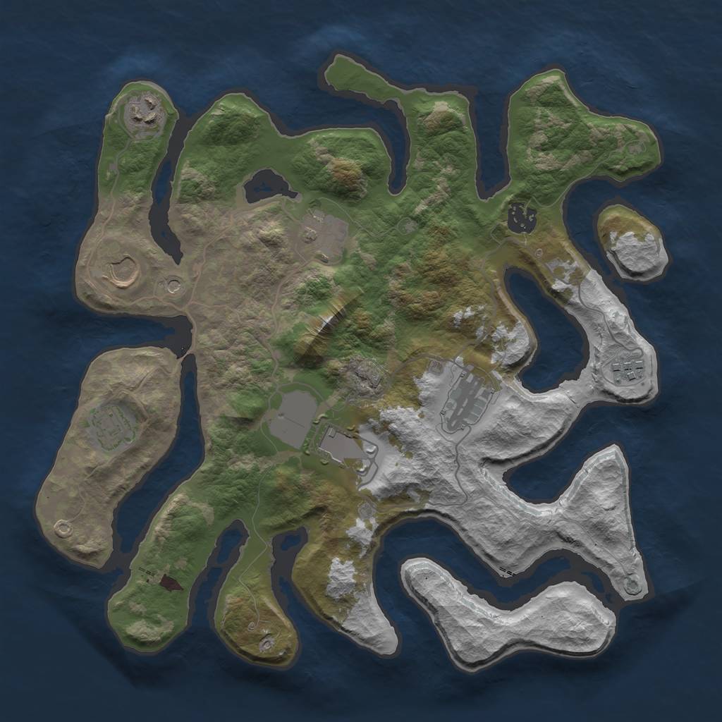 Rust Map: Barren, Size: 3500, Seed: 165659525, 11 Monuments