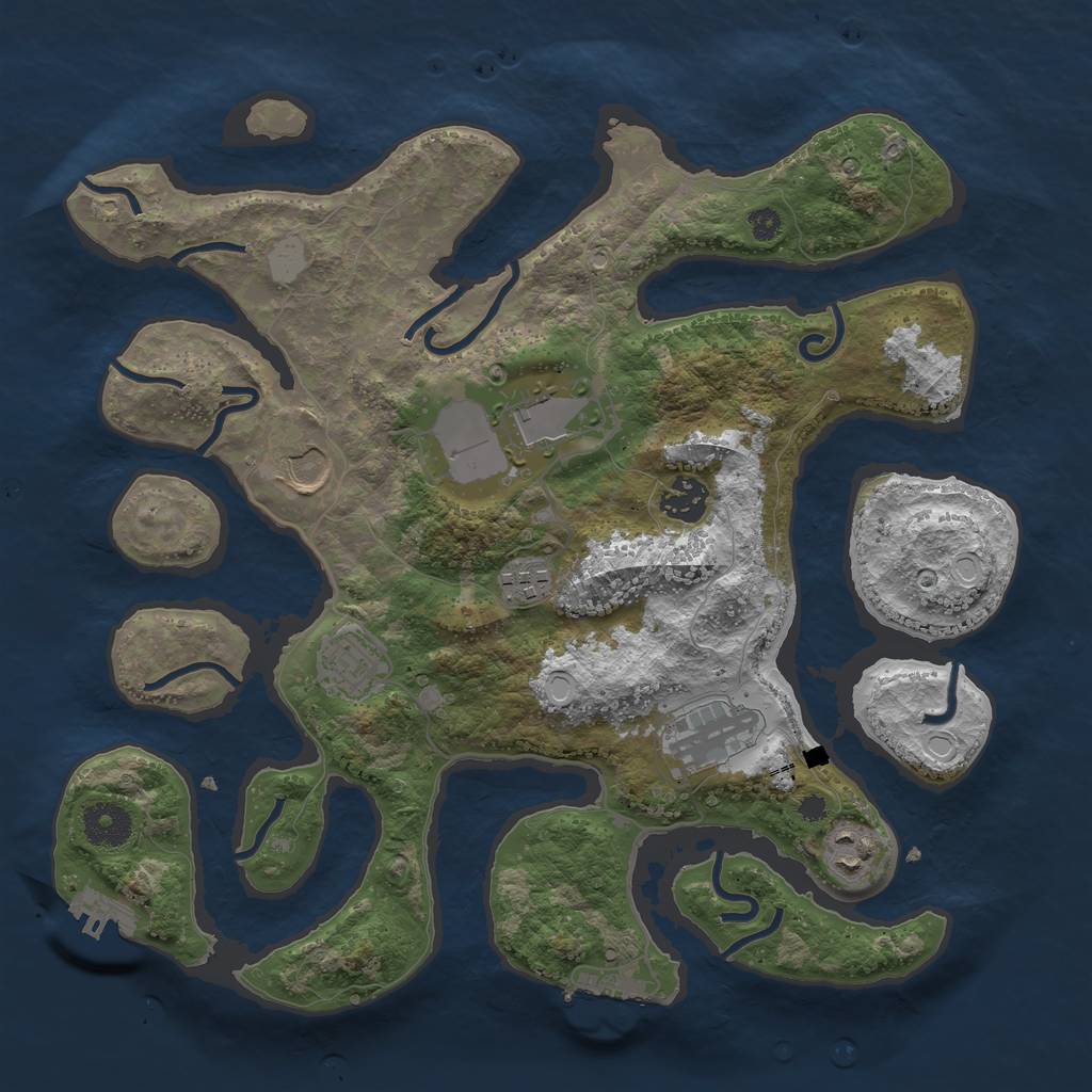 Rust Map: Procedural Map, Size: 3500, Seed: 1779919642, 14 Monuments
