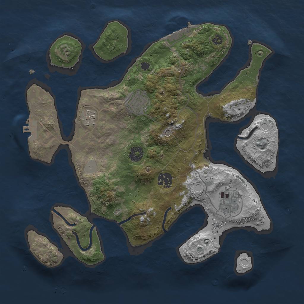 Rust Map: Procedural Map, Size: 3000, Seed: 403295904, 12 Monuments