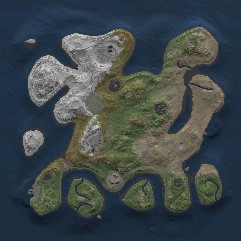Rust Map: Procedural Map, Size: 3000, Seed: 72857, 13 Monuments