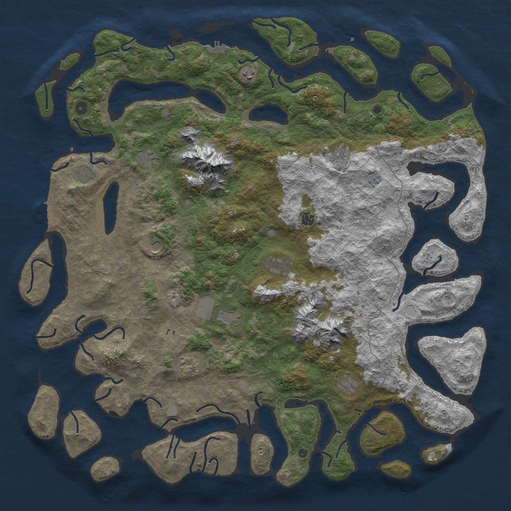 Rust Map: Procedural Map, Size: 6000, Seed: 443454, 19 Monuments