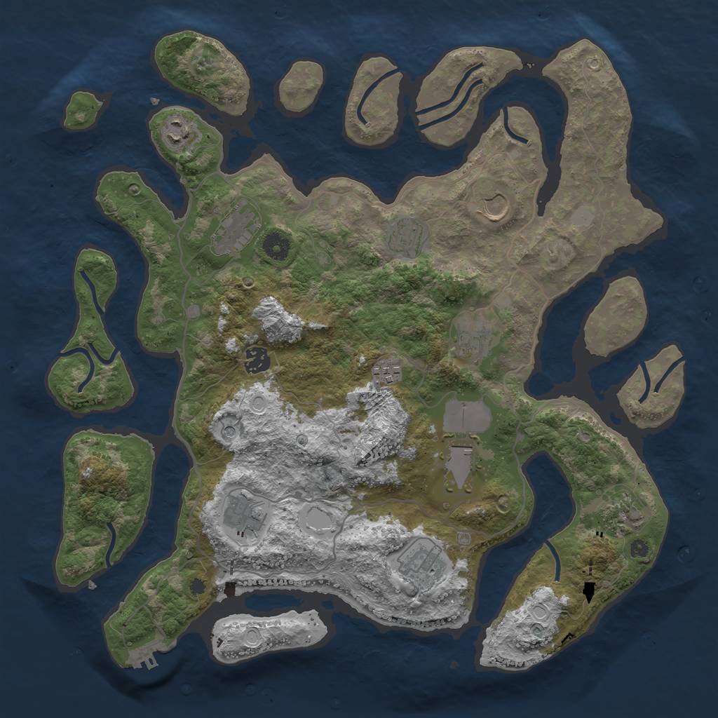Rust Map: Procedural Map, Size: 4000, Seed: 1102192942, 18 Monuments