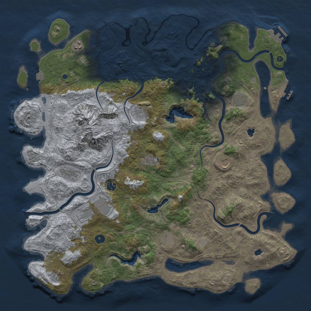 Rust Map: Procedural Map, Size: 5000, Seed: 81477552, 17 Monuments