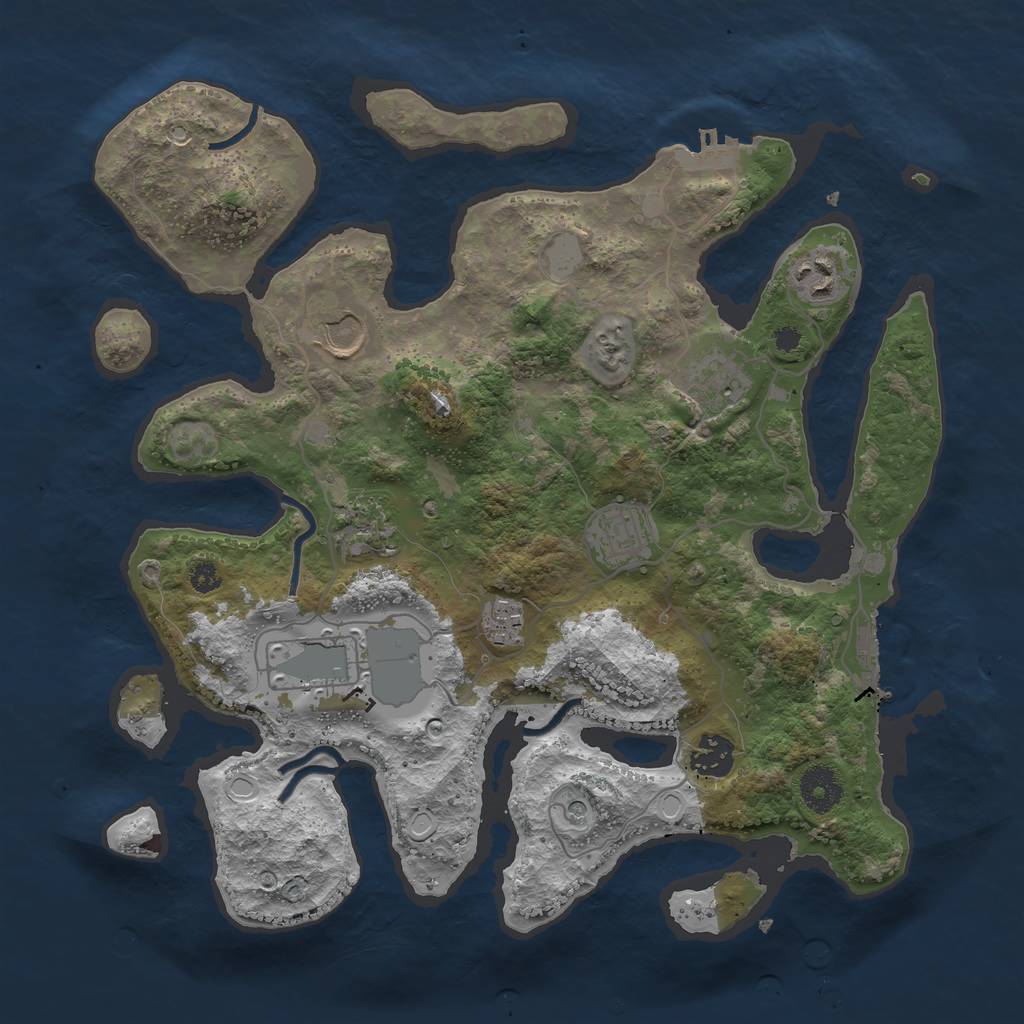 Rust Map: Procedural Map, Size: 3500, Seed: 55799345, 16 Monuments