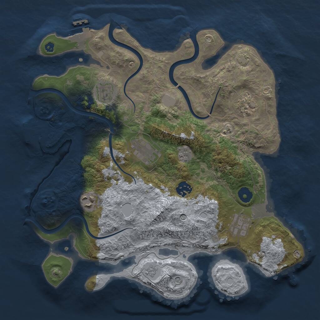 Rust Map: Procedural Map, Size: 3300, Seed: 555, 13 Monuments