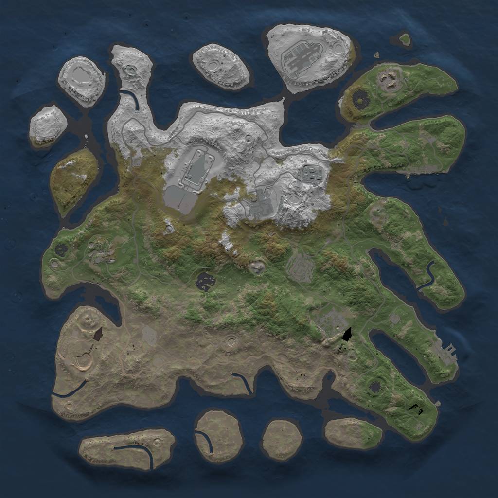 Rust Map: Procedural Map, Size: 4000, Seed: 1825825333, 18 Monuments