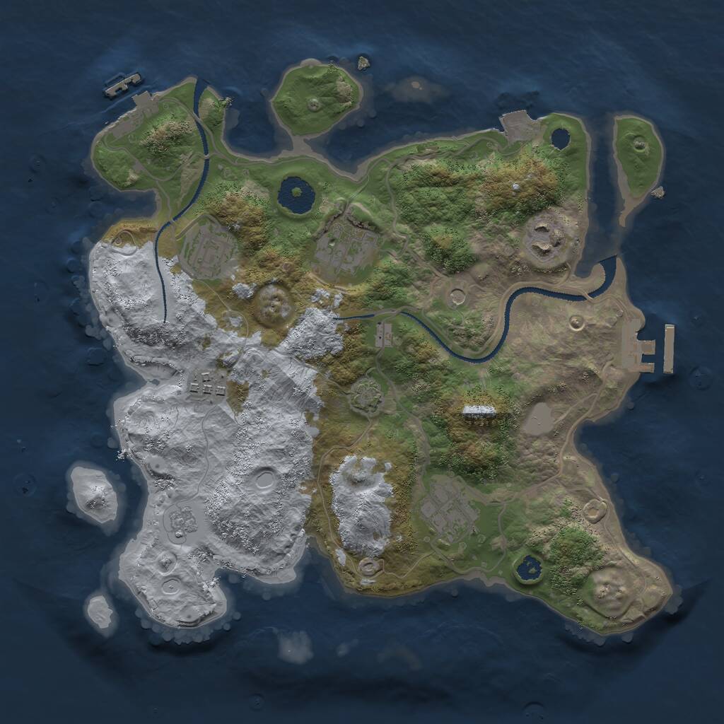 Rust Map: Procedural Map, Size: 3000, Seed: 75890278, 11 Monuments