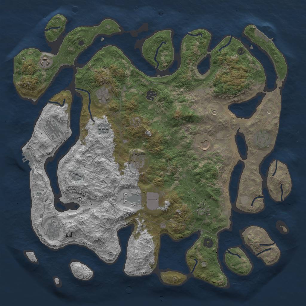 Rust Map: Procedural Map, Size: 4500, Seed: 4456546, 19 Monuments