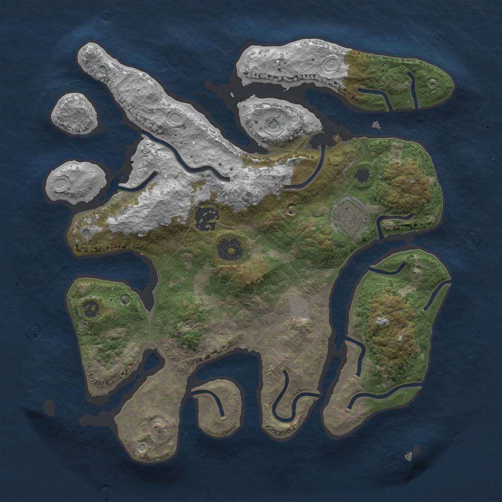 Rust Map: Procedural Map, Size: 3033, Seed: 1489543649, 8 Monuments