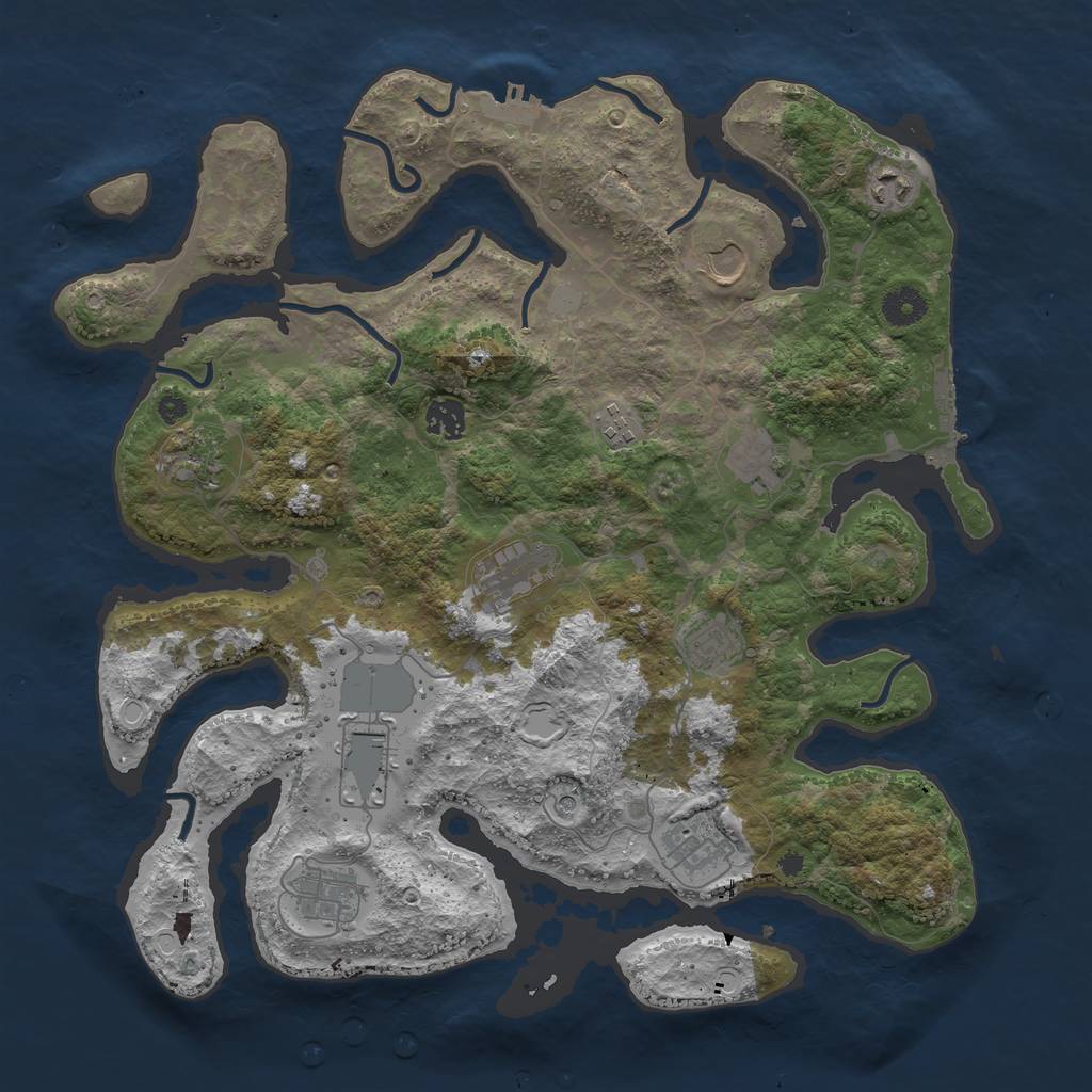 Rust Map: Procedural Map, Size: 3950, Seed: 979296029, 19 Monuments