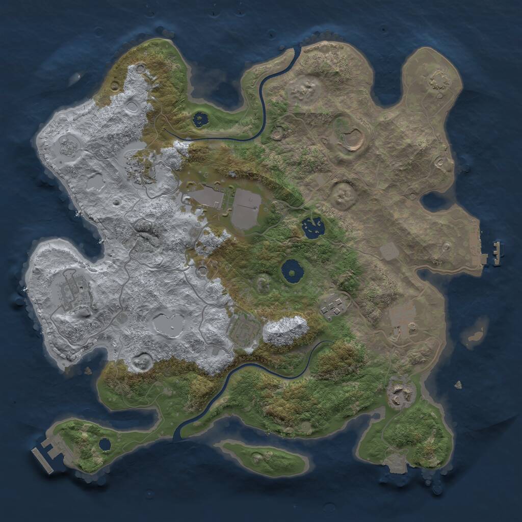 Rust Map: Procedural Map, Size: 3500, Seed: 1443313475, 15 Monuments
