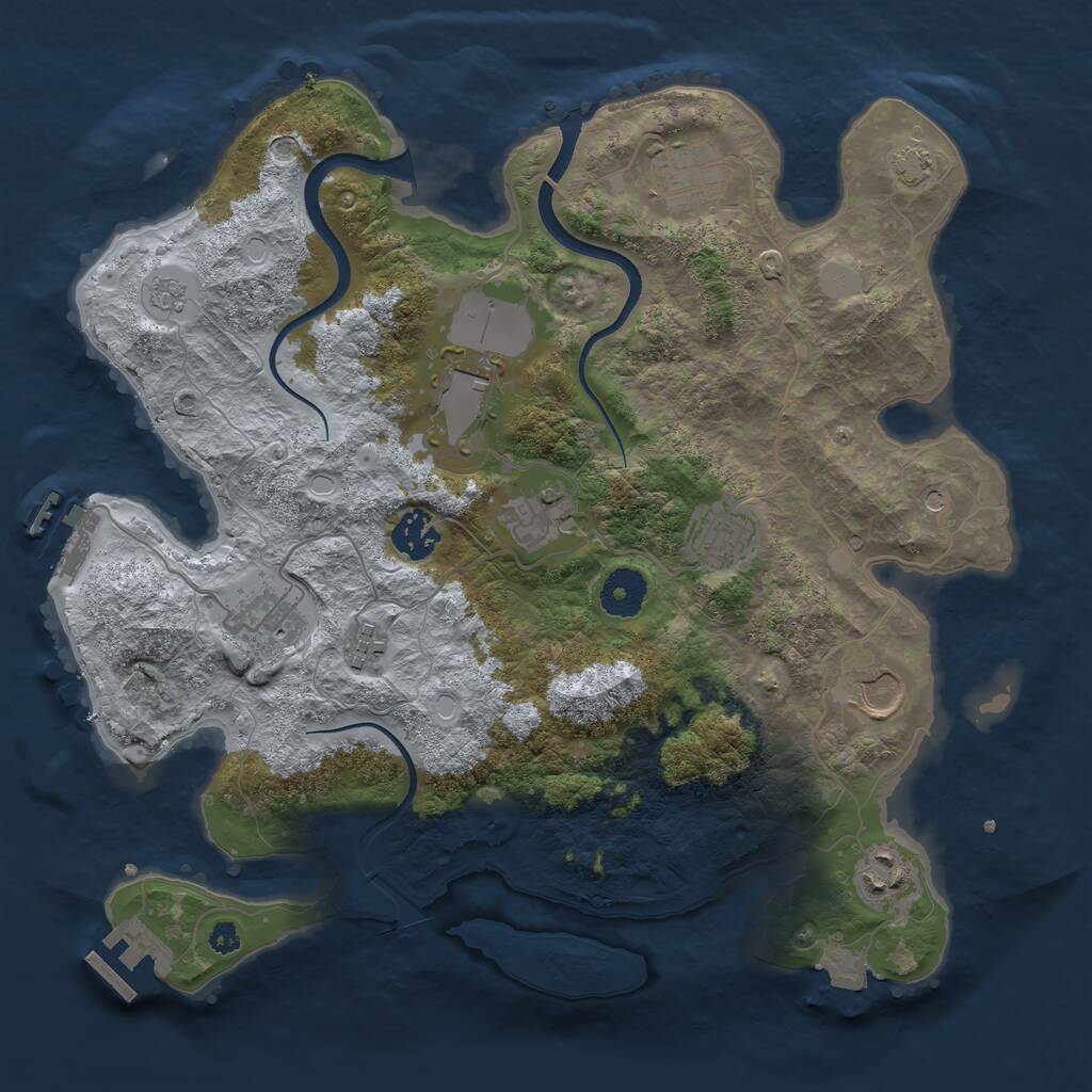 Rust Map: Procedural Map, Size: 3500, Seed: 1443313475, 15 Monuments