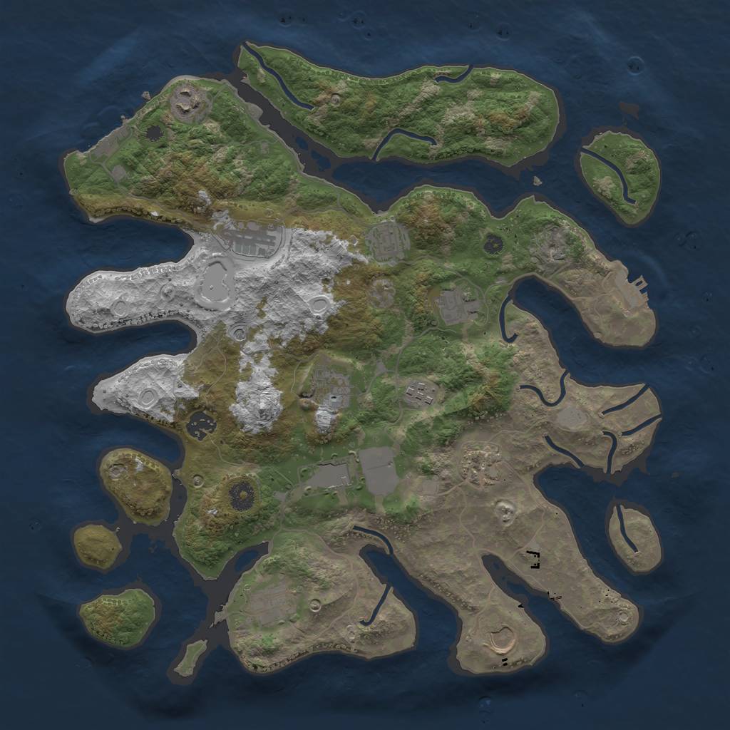 Rust Map: Procedural Map, Size: 3950, Seed: 29831038, 19 Monuments