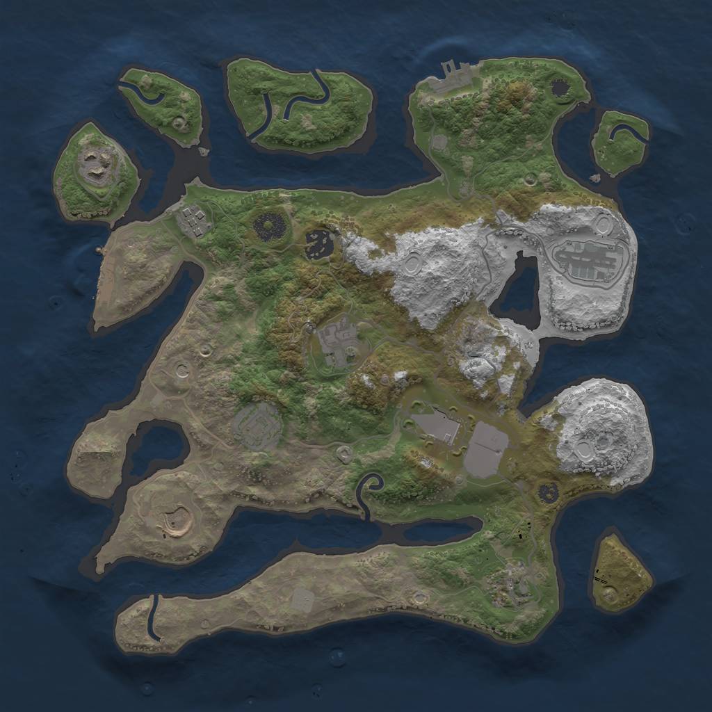 Rust Map: Procedural Map, Size: 3500, Seed: 569571689, 17 Monuments