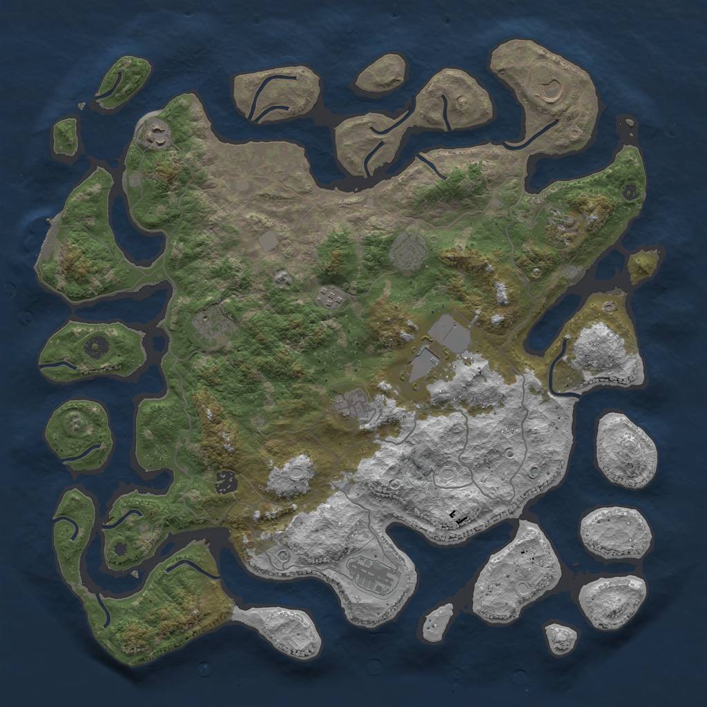 Rust Map: Procedural Map, Size: 4500, Seed: 496503301, 17 Monuments