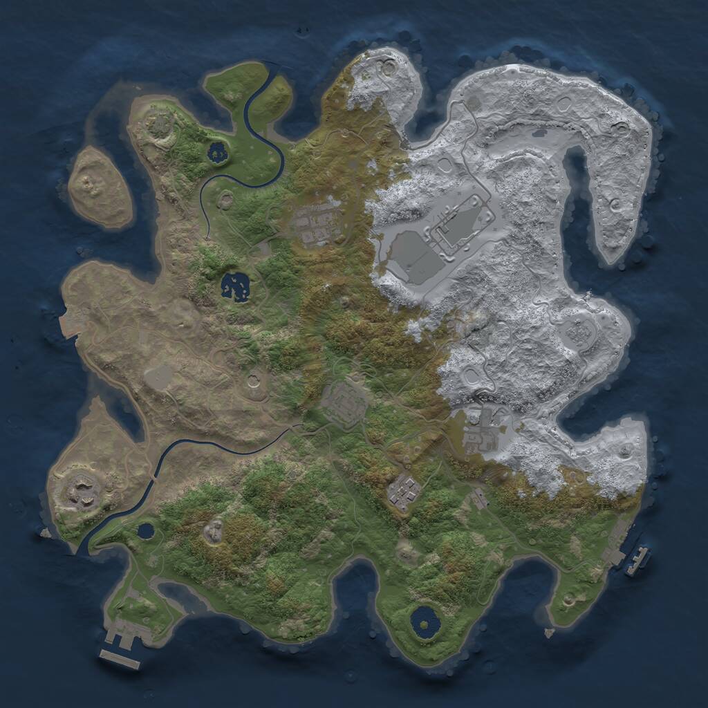 Rust Map: Procedural Map, Size: 3500, Seed: 23095, 13 Monuments