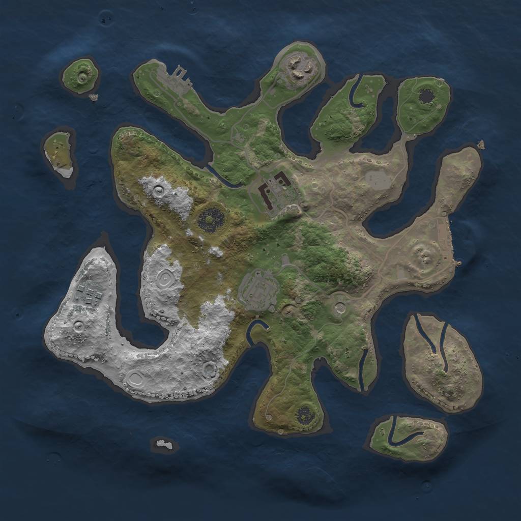 Rust Map: Procedural Map, Size: 3000, Seed: 1553917581, 12 Monuments