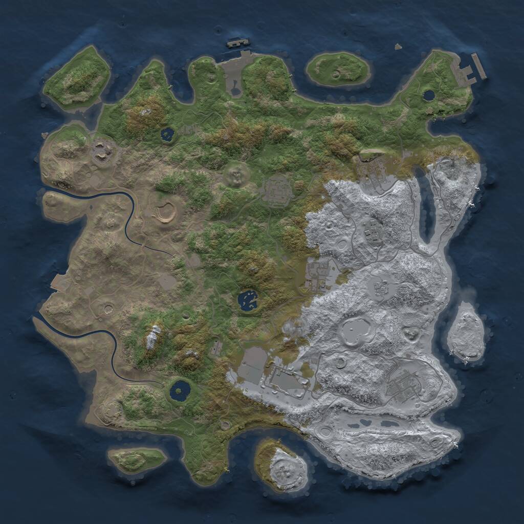 Rust Map: Procedural Map, Size: 3850, Seed: 1887538442, 15 Monuments