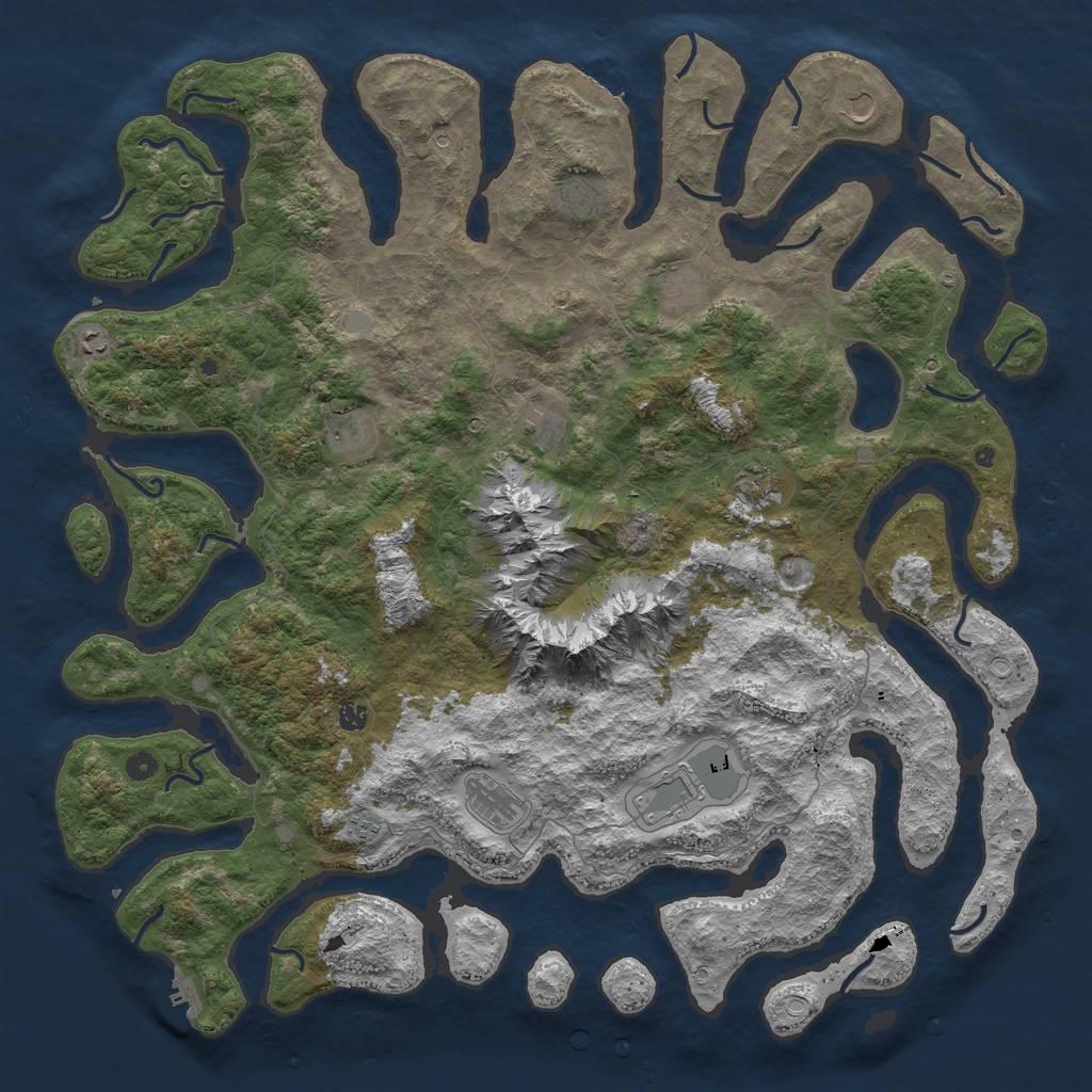 Rust Map: Procedural Map, Size: 5500, Seed: 46798643, 19 Monuments