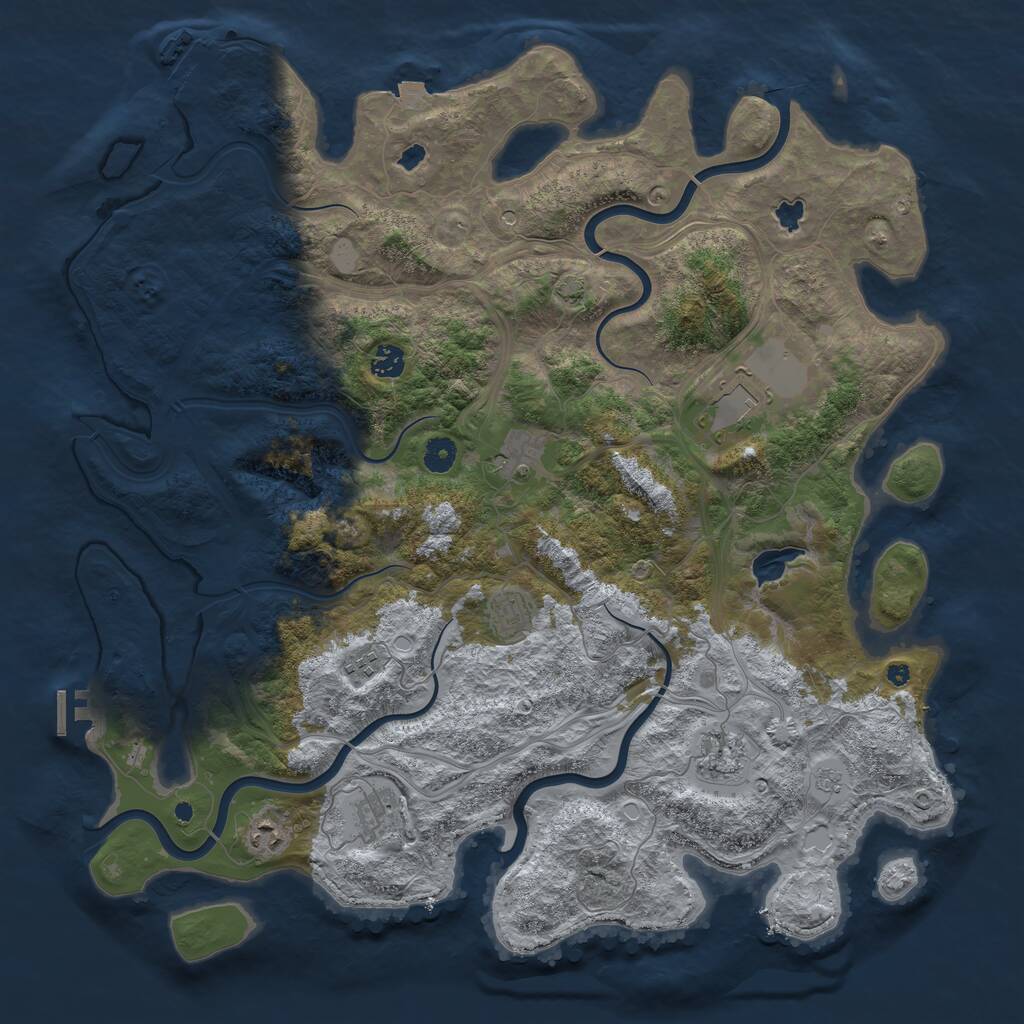 Rust Map: Procedural Map, Size: 4500, Seed: 2145543829, 14 Monuments