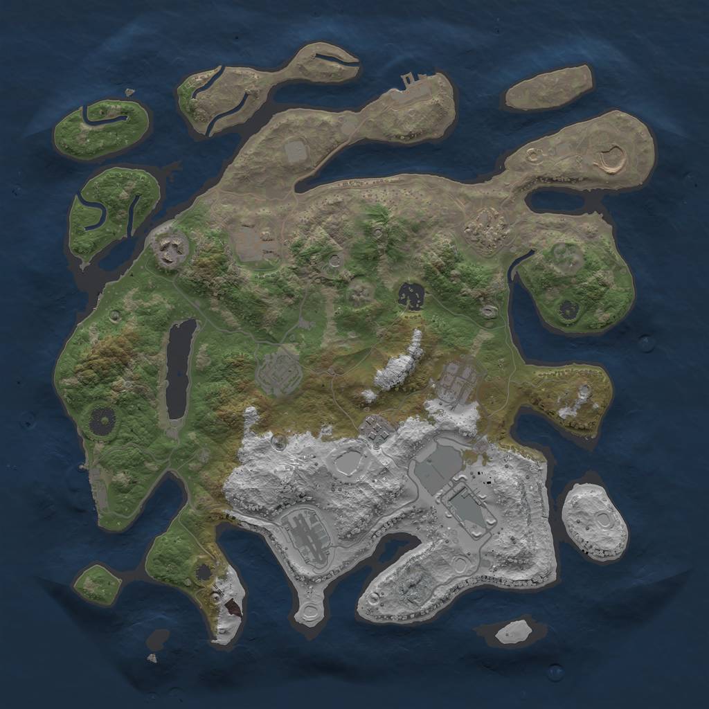 Rust Map: Procedural Map, Size: 3850, Seed: 927366513, 18 Monuments