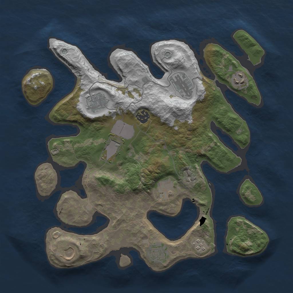 Rust Map: Barren, Size: 3500, Seed: 1479, 12 Monuments
