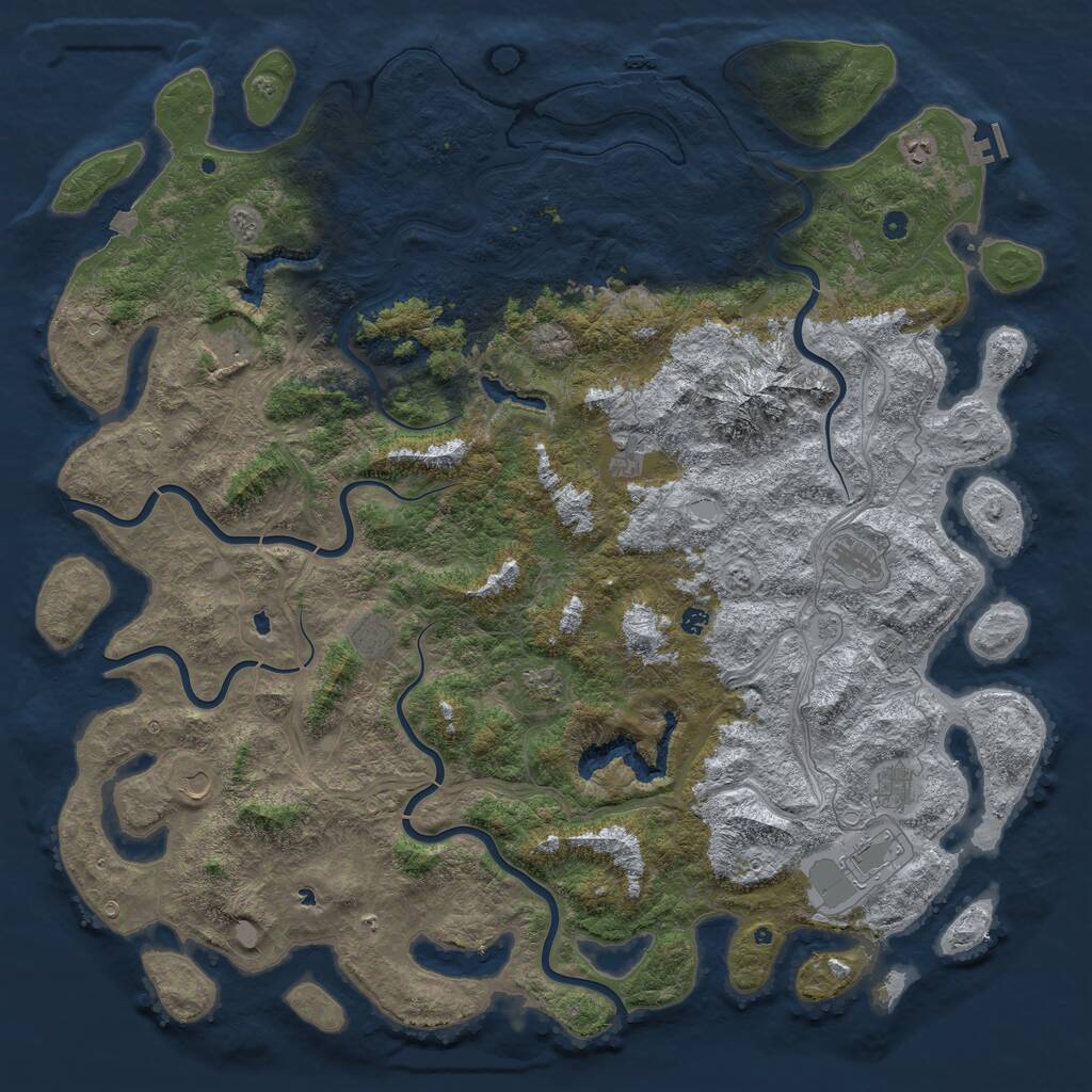 Rust Map: Procedural Map, Size: 6000, Seed: 2079166071, 17 Monuments
