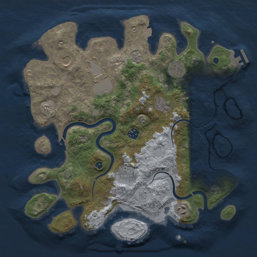 Rust Map: Procedural Map, Size: 3550, Seed: 647920, 13 Monuments