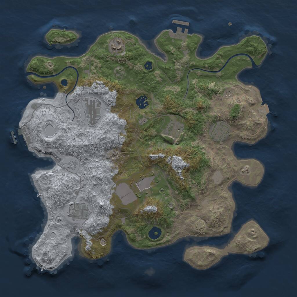 Rust Map: Procedural Map, Size: 3550, Seed: 980553, 13 Monuments