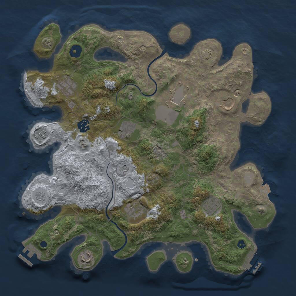 Rust Map: Procedural Map, Size: 3550, Seed: 956528, 15 Monuments